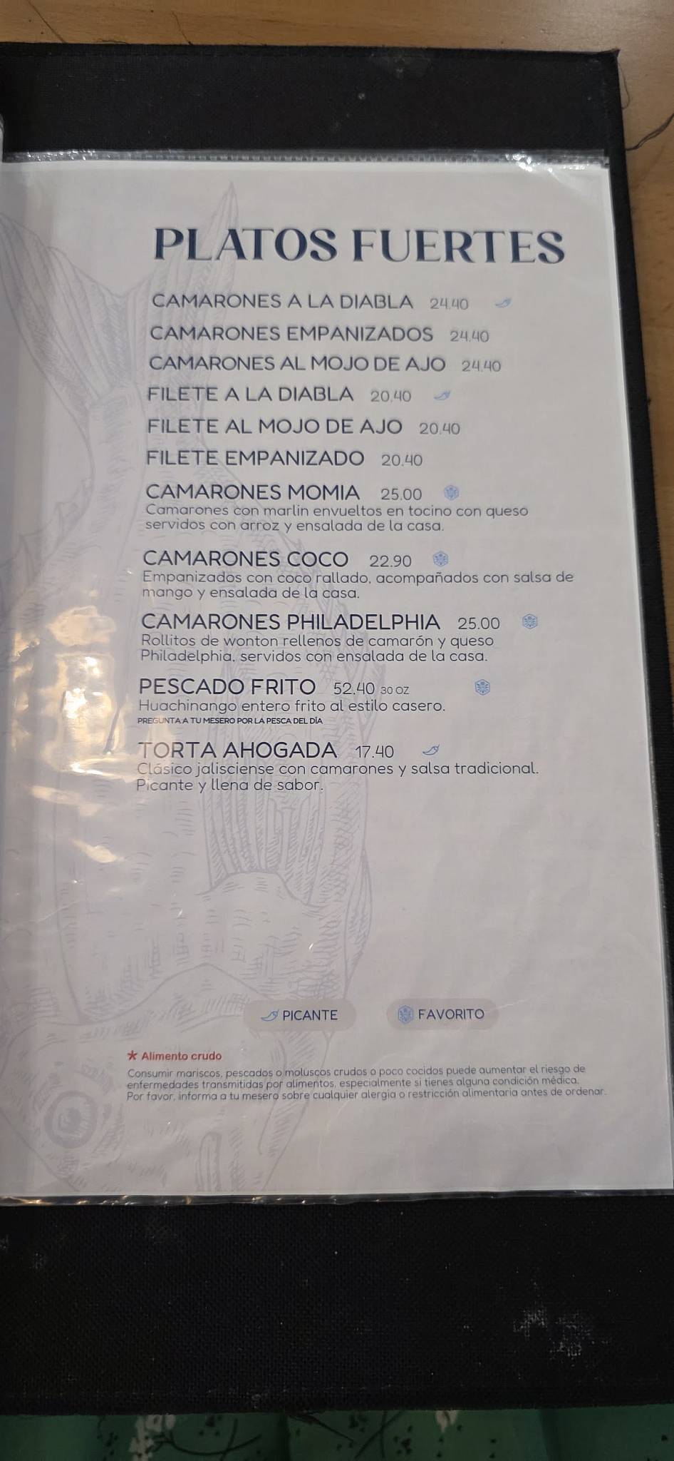 Nahui Seafood меню