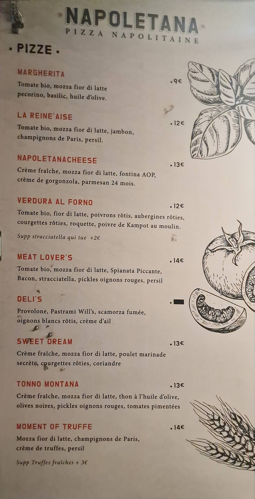 Napoletana меню