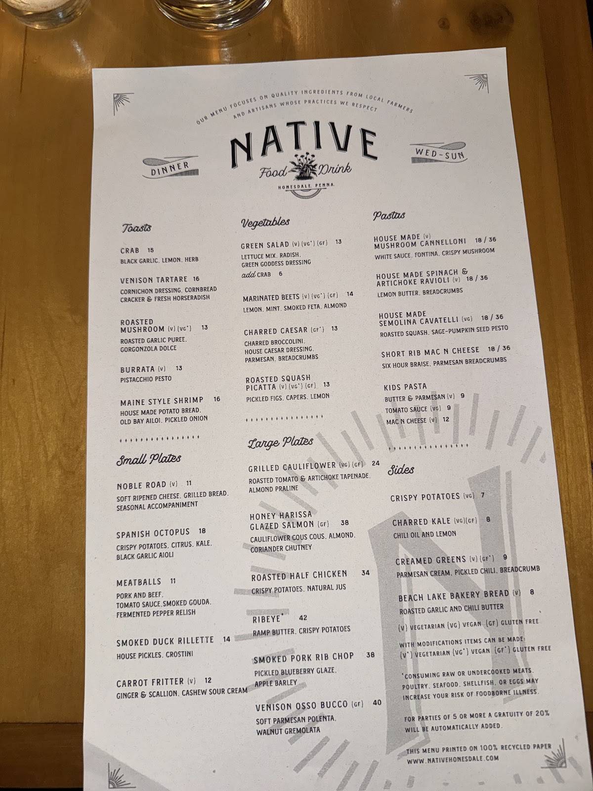 Native меню