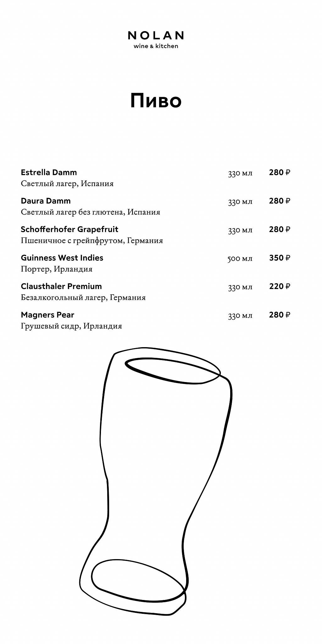 Nolan Wine & Kitchen меню