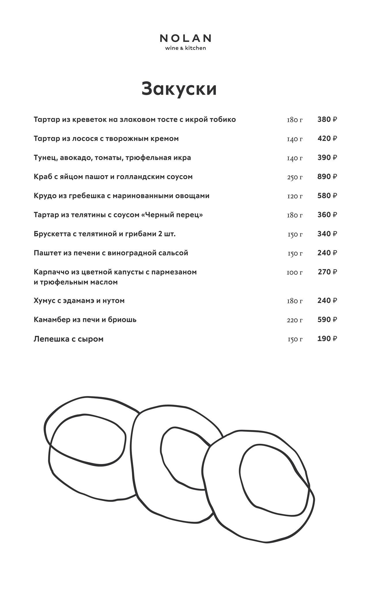 Nolan Wine & Kitchen меню
