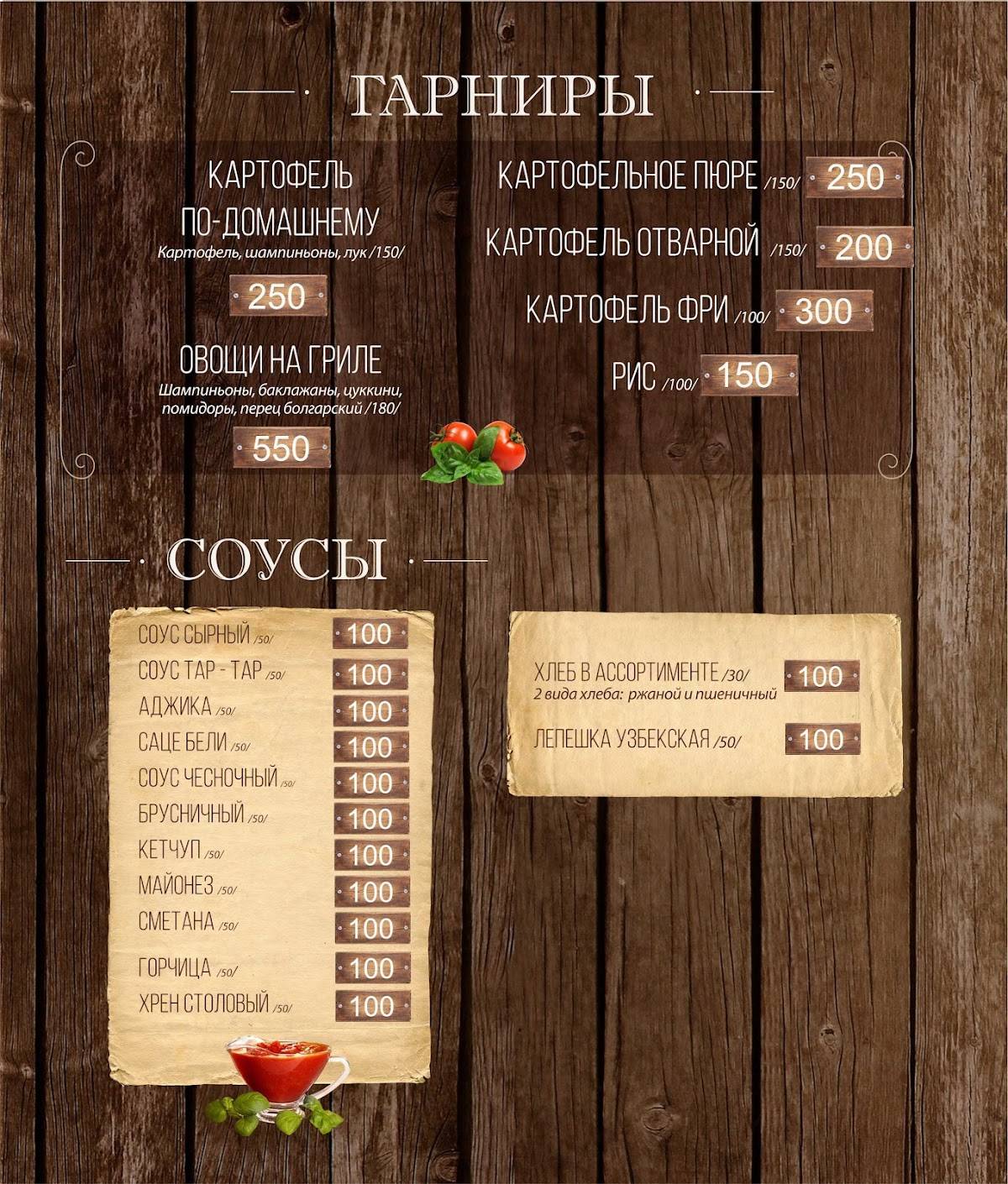 Малина меню