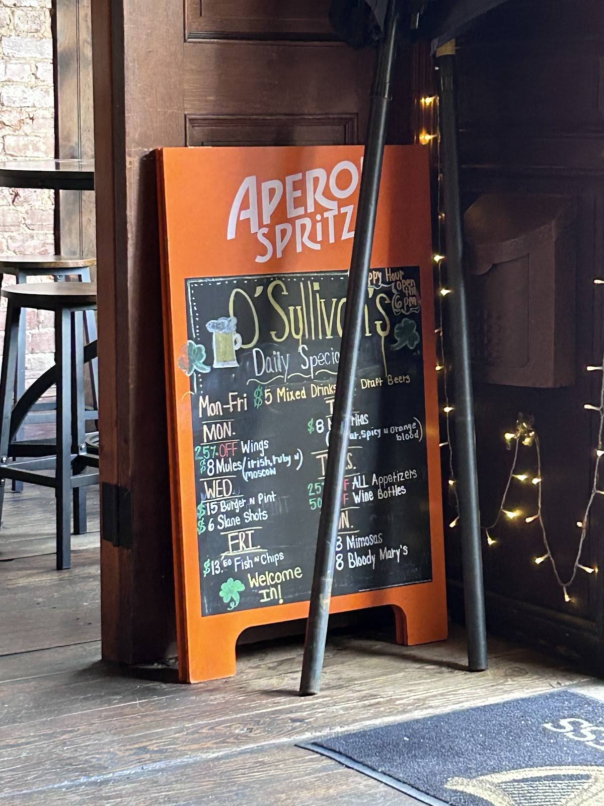 O'Sullivans Irish Pub меню