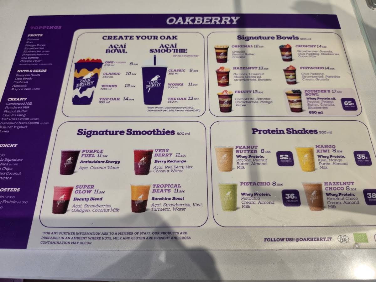 Oakberry Açai меню
