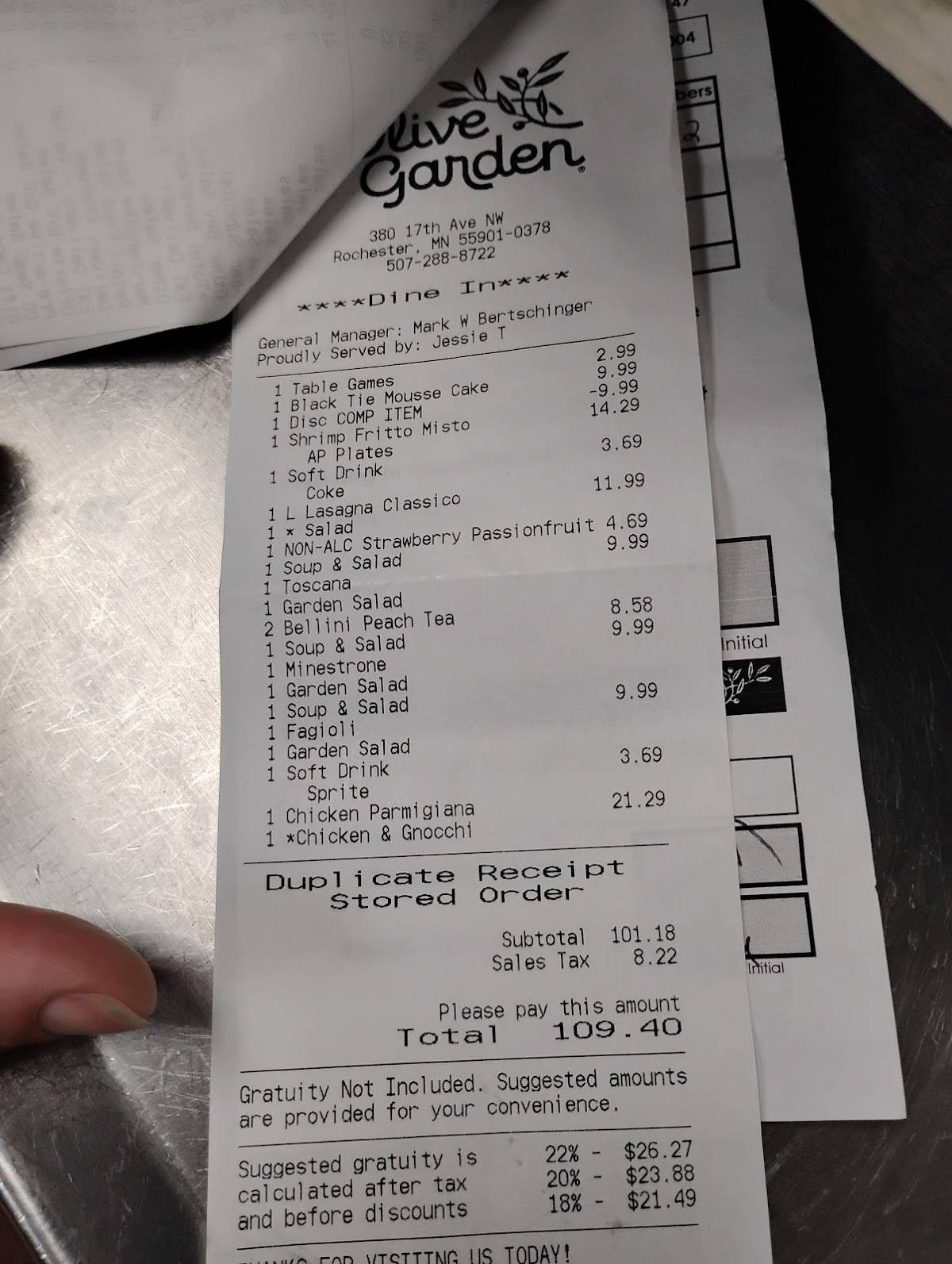 Olive Garden Italian Restaurant меню