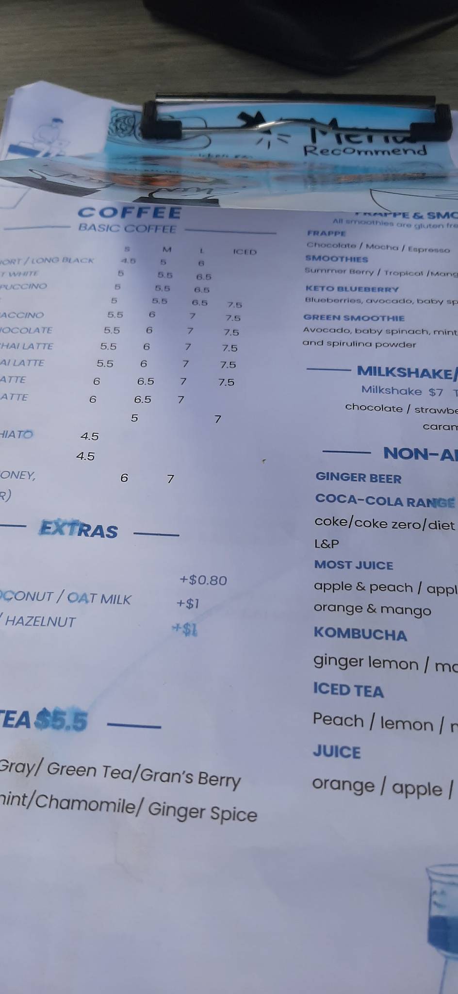 Oliver's Cafe Orewa меню