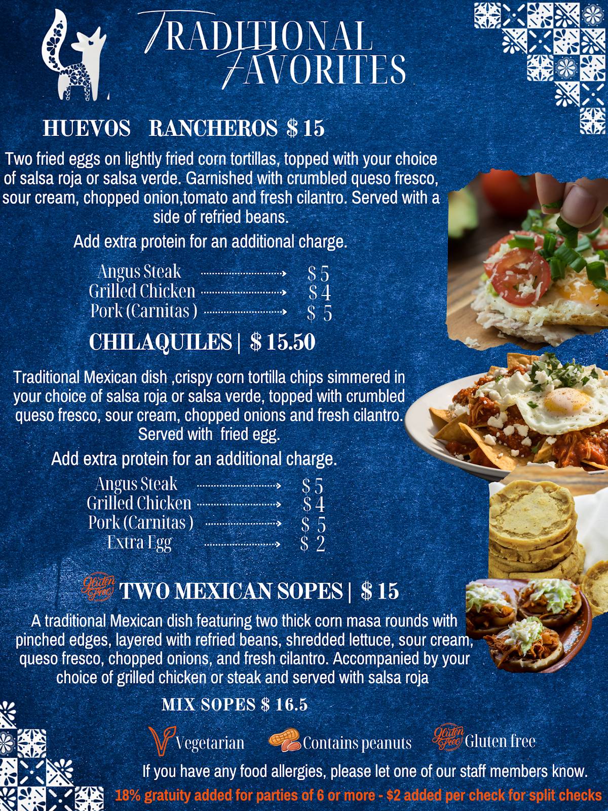 Azulejos mexican kitchen меню