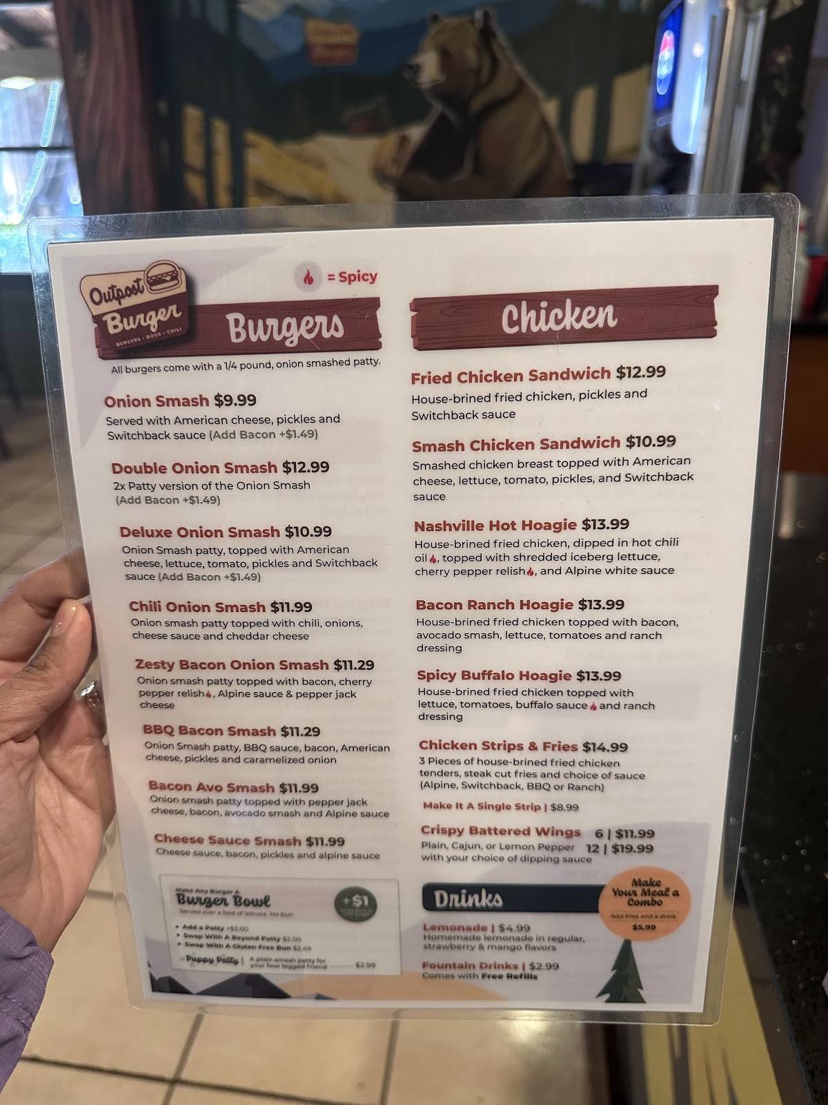 Outpost Burger меню