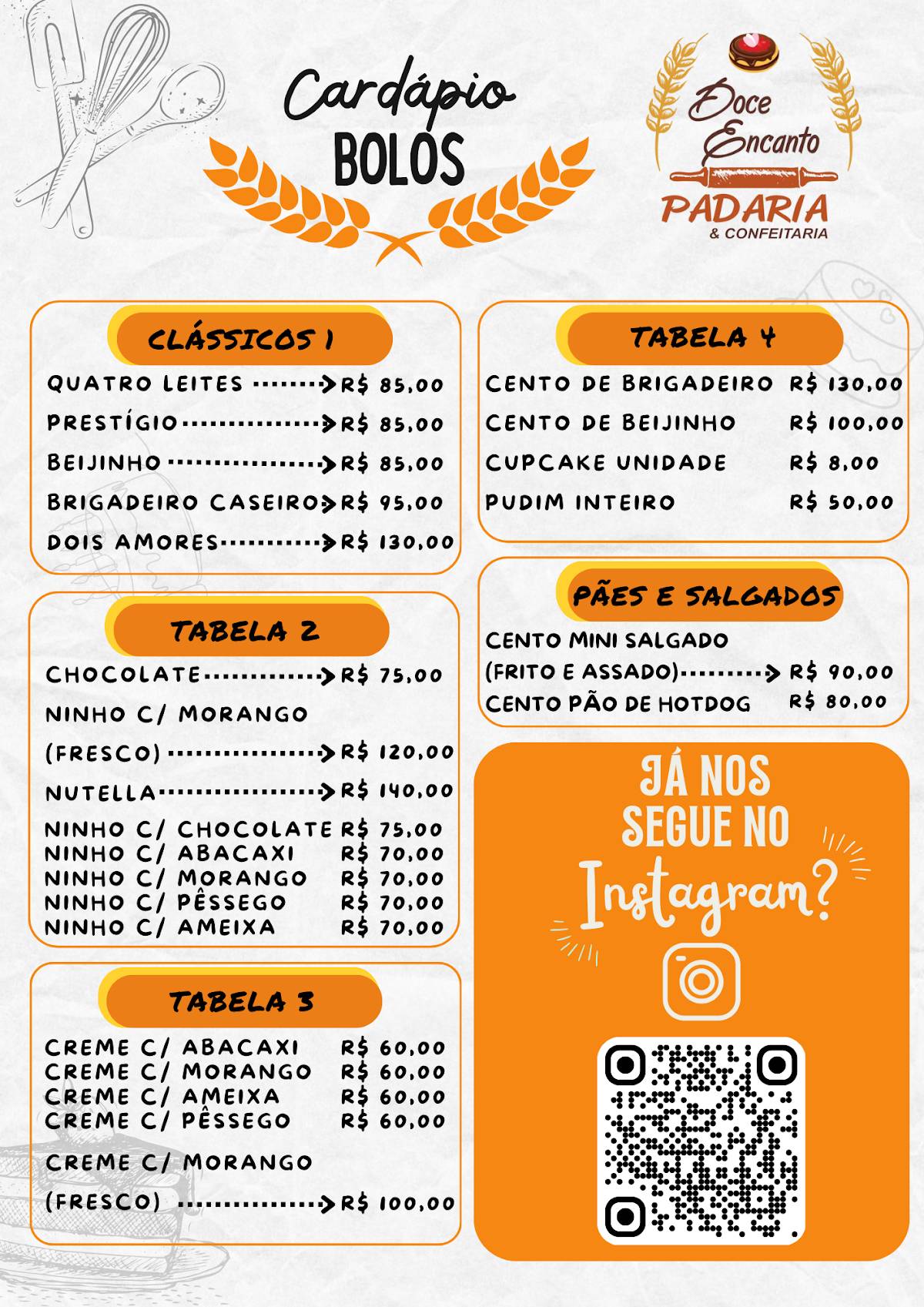 Padaria Doce Encanto меню
