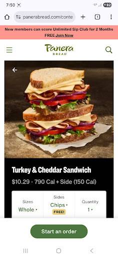 Panera Bread меню