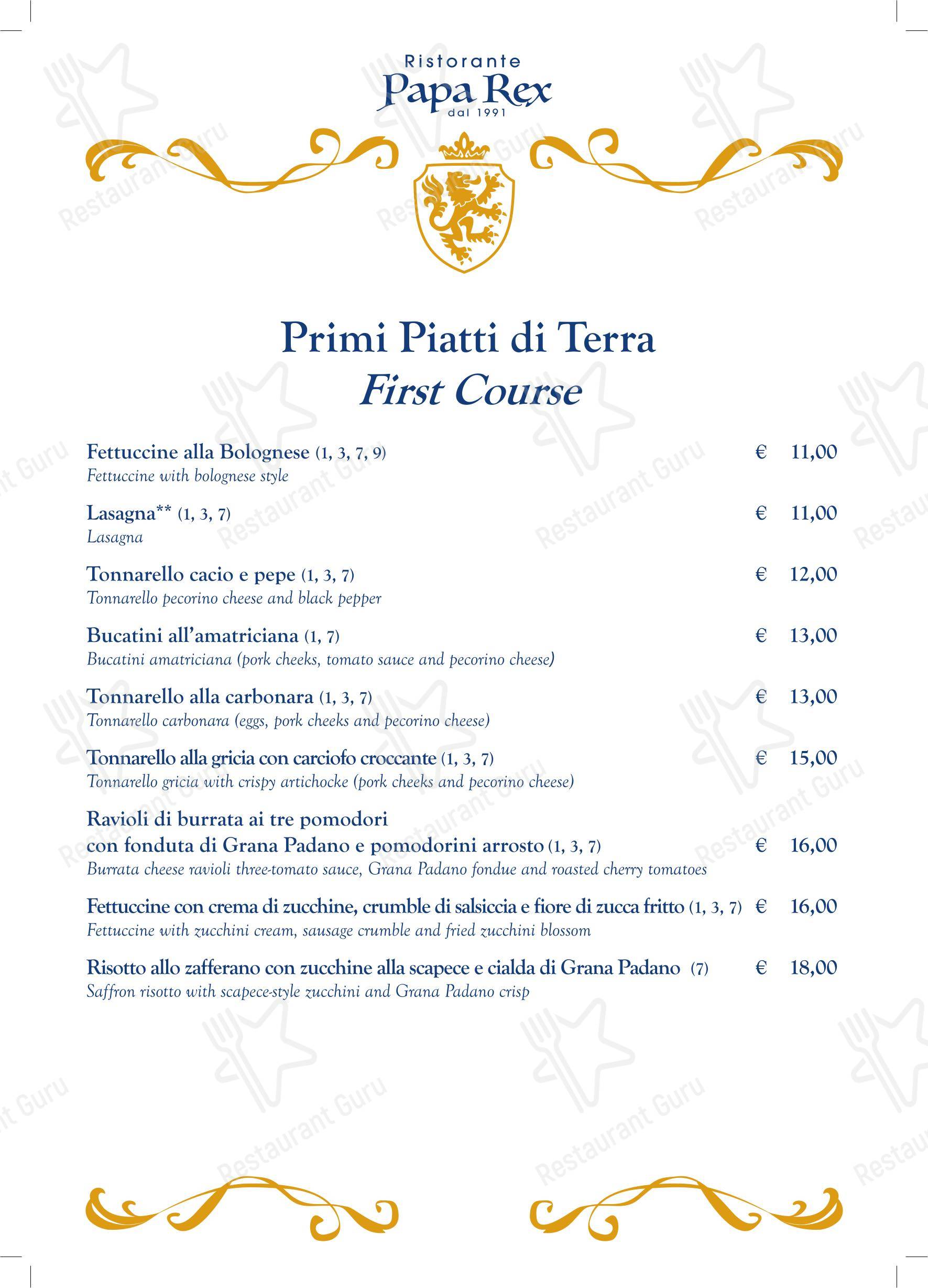 Меню ресторана Papa Rex Ristorante - dal 1991 - - Меню напитков