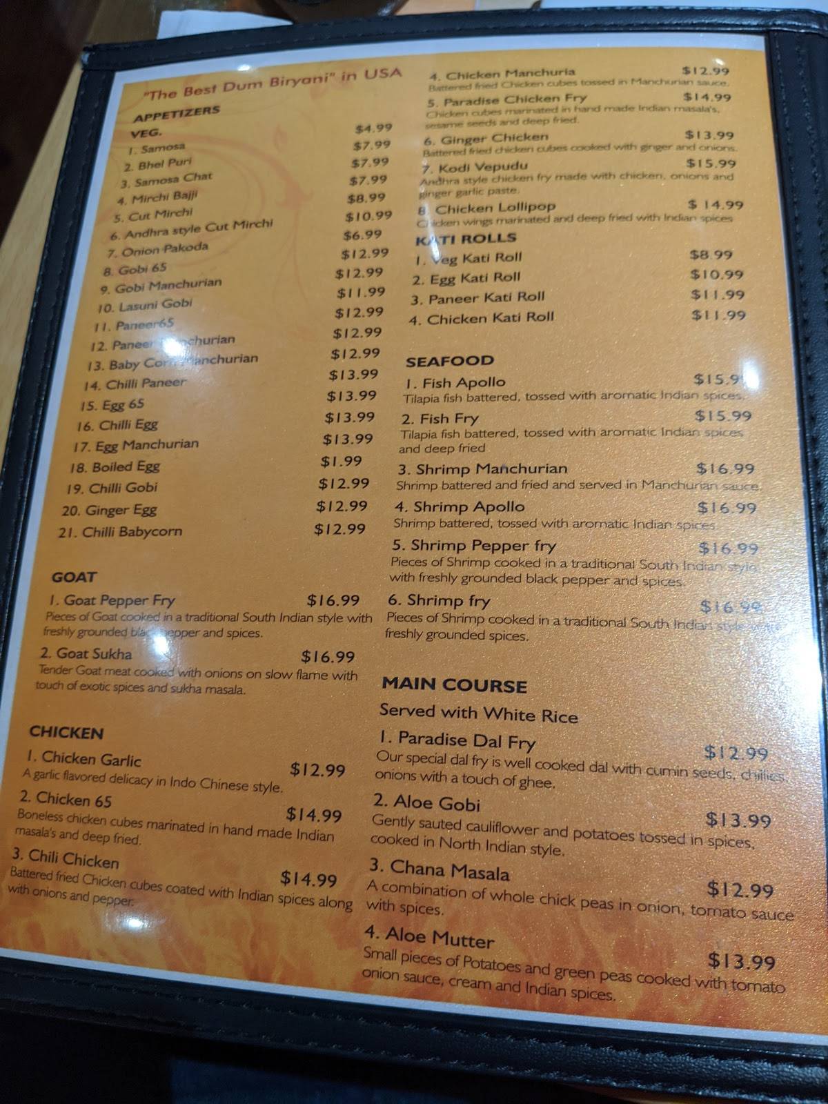 Paradise Biryani Pointe меню