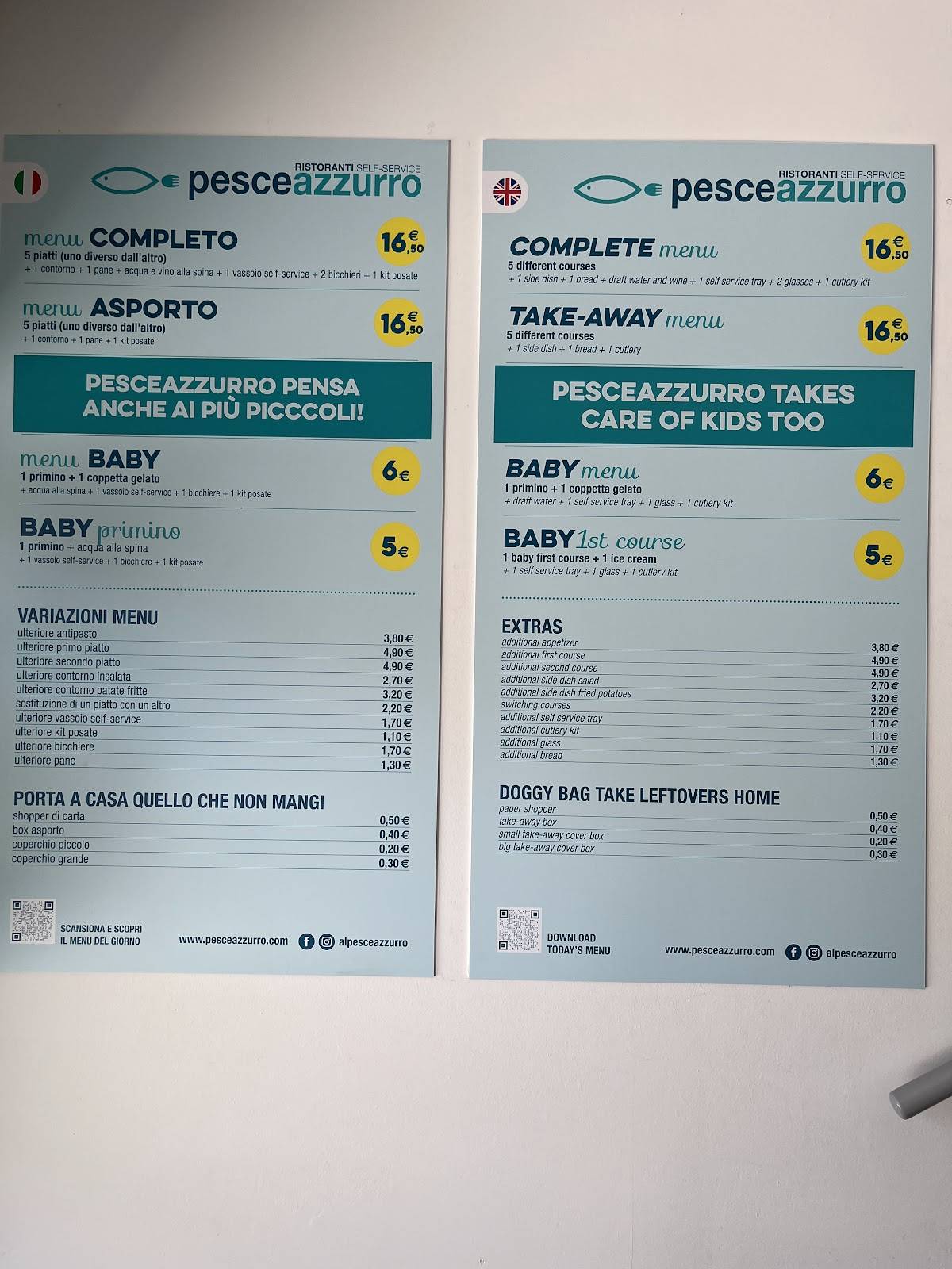 PesceAzzurro Rimini меню