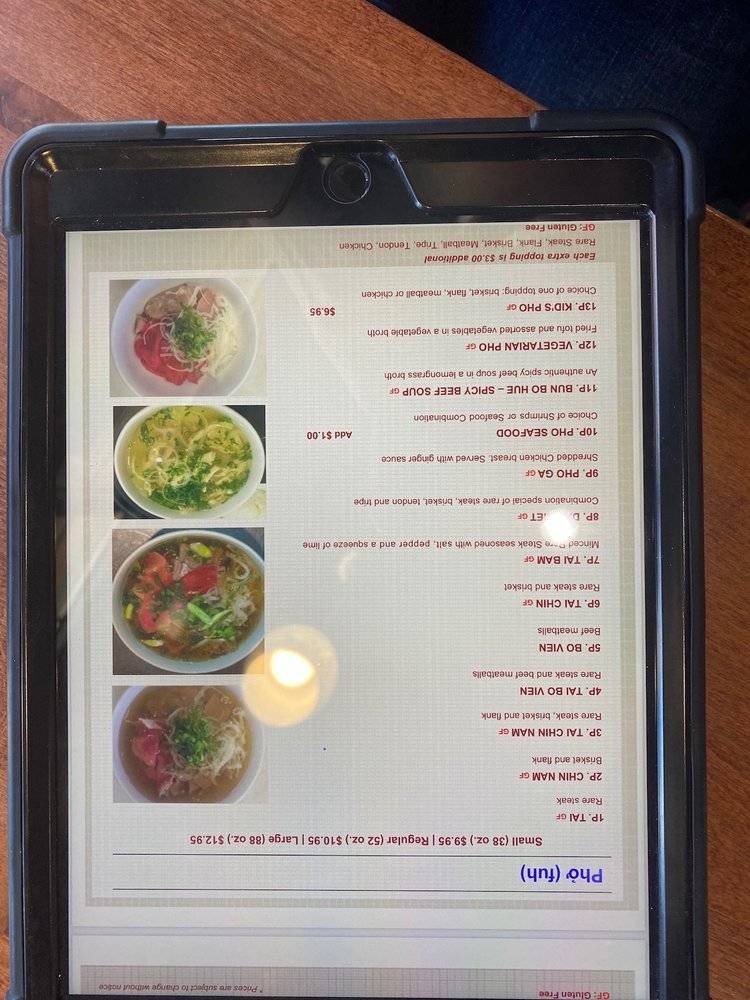 Phở Vy меню