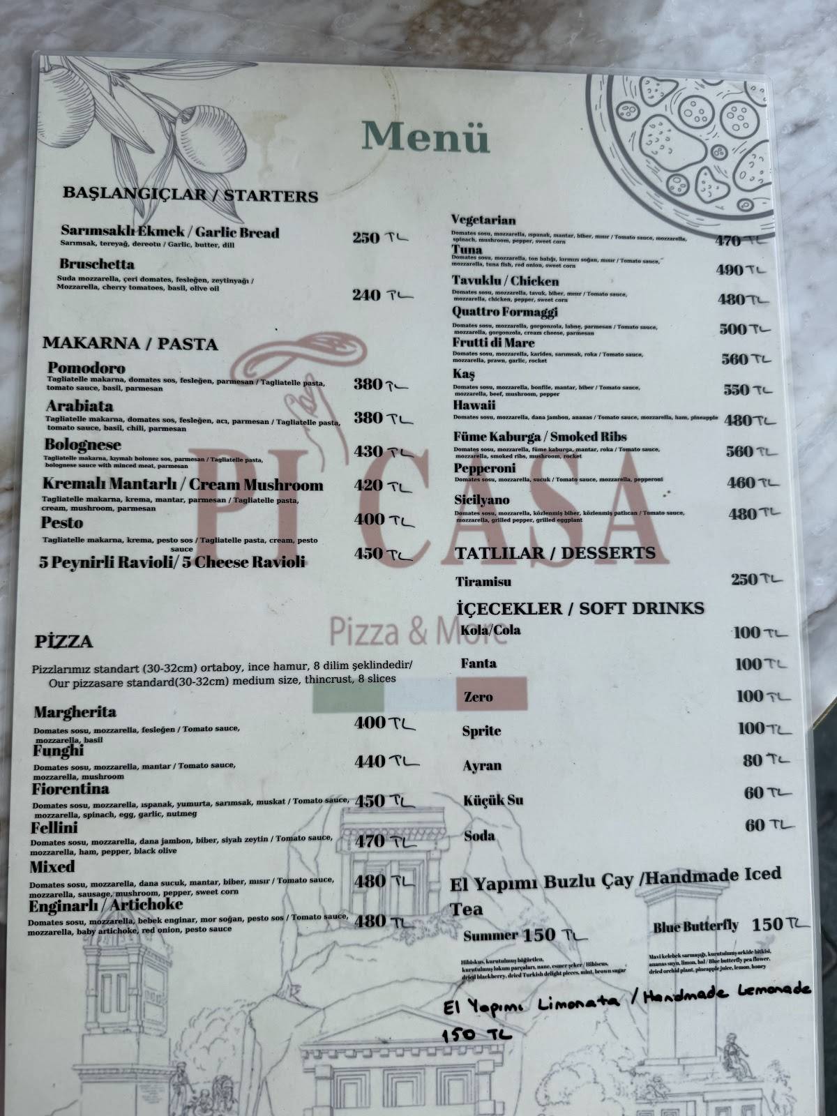 Pi’casa pizza меню