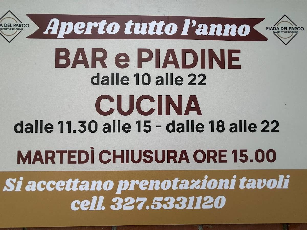 Piada del Parco меню