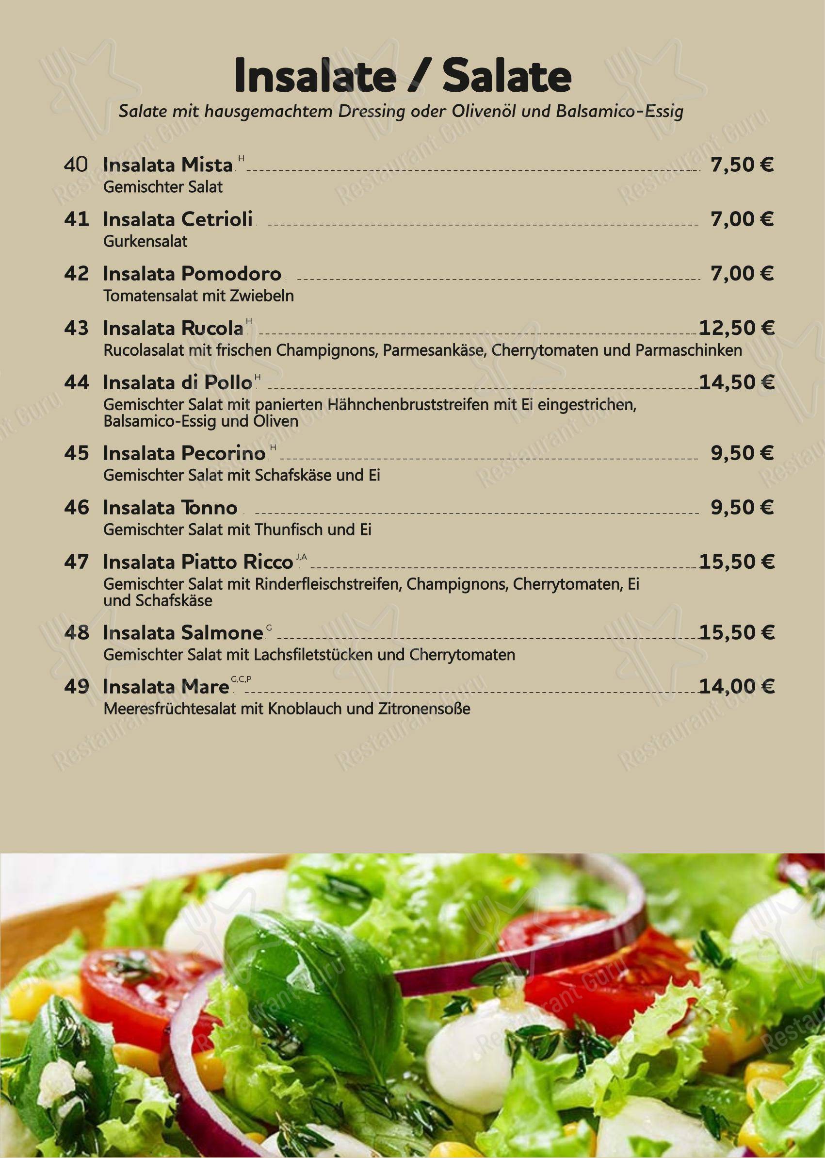 Меню ресторана Piatto Ricco