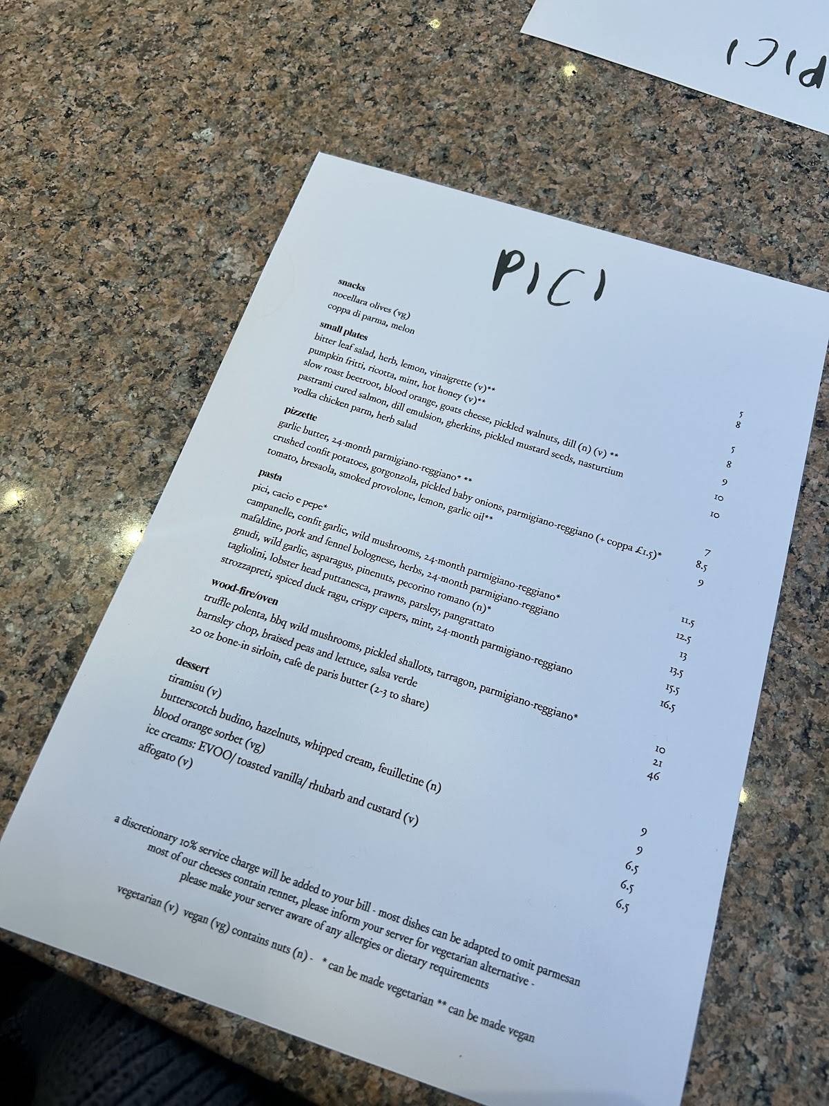 Pici меню