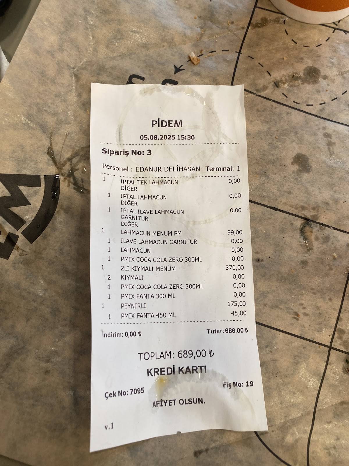 Pidem Rize Meydan меню