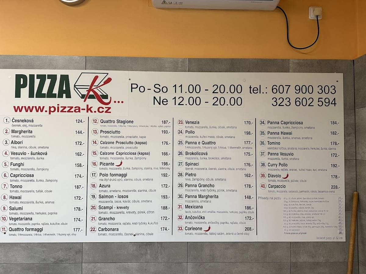 Pizza "K" Říčany меню