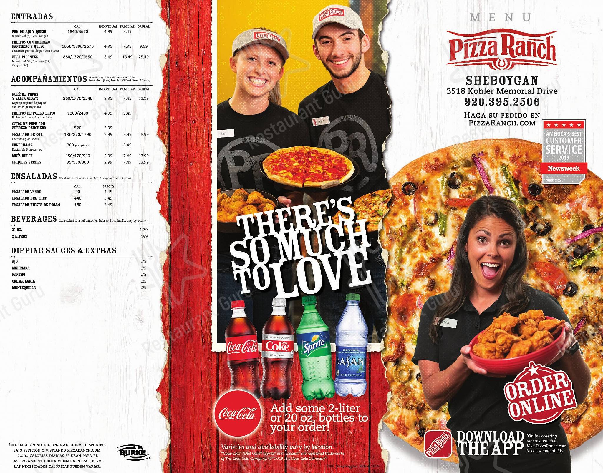 Breakfast Menu пиццерии Pizza Ranch в Шебойгане