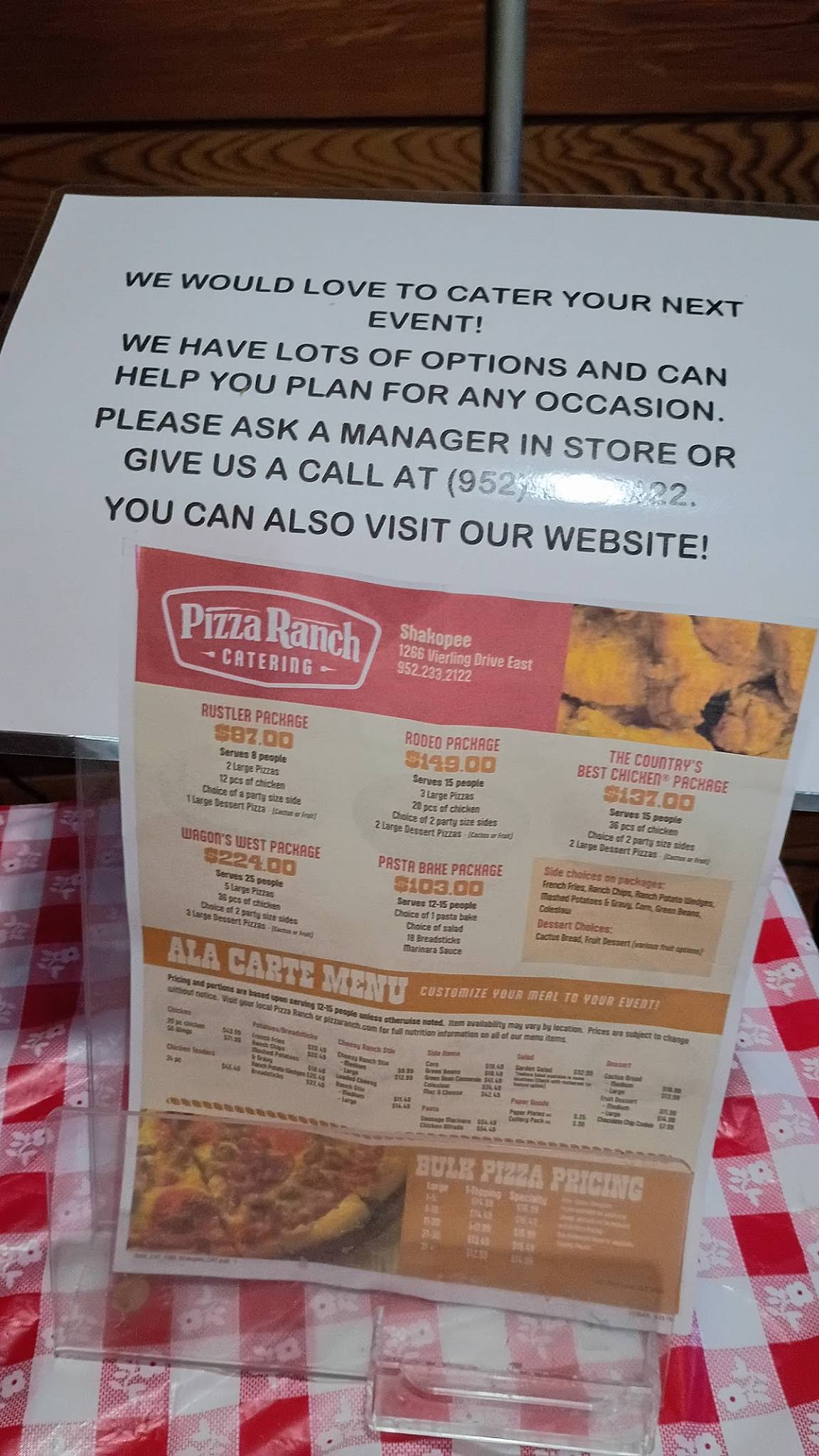 Pizza Ranch меню