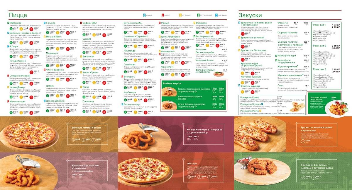Pizzaroni меню