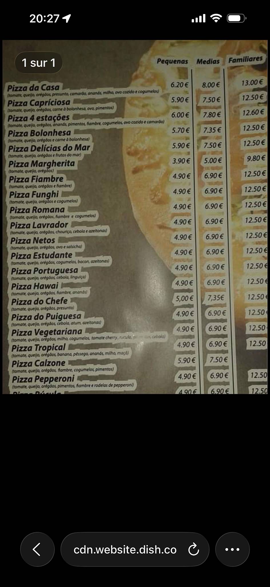 Pizzaria Neto`s меню