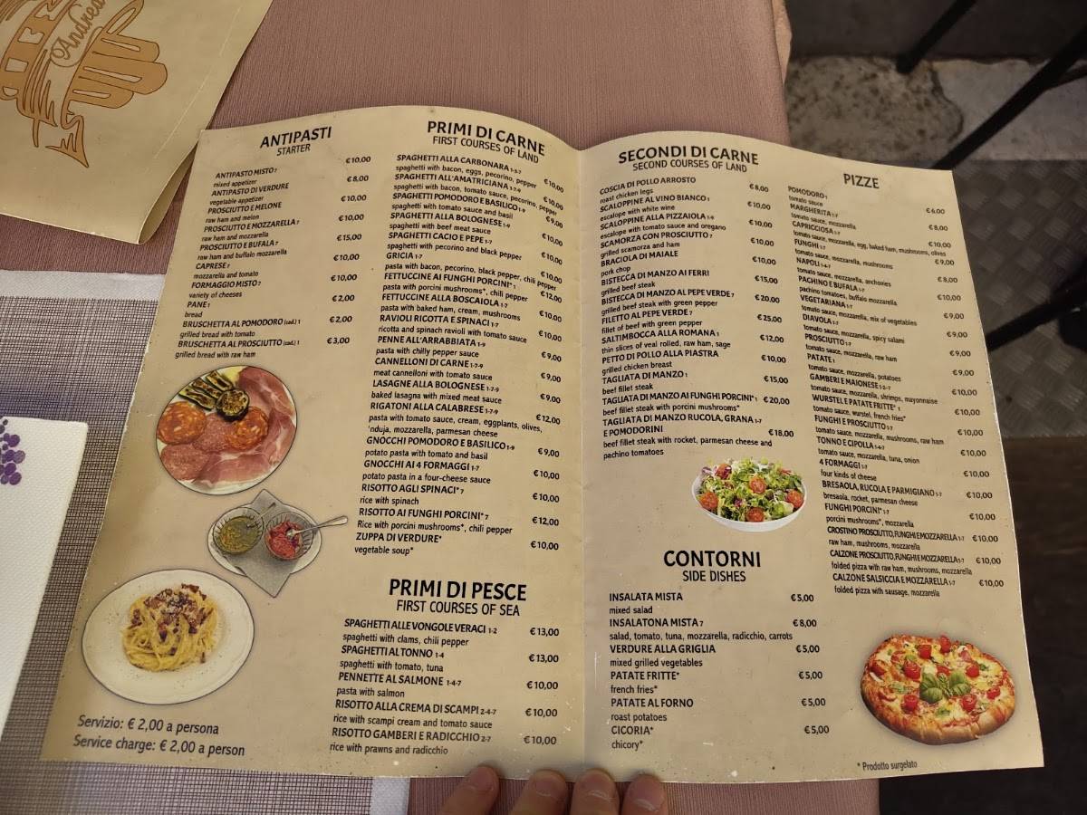 Pizzeria Andrea меню