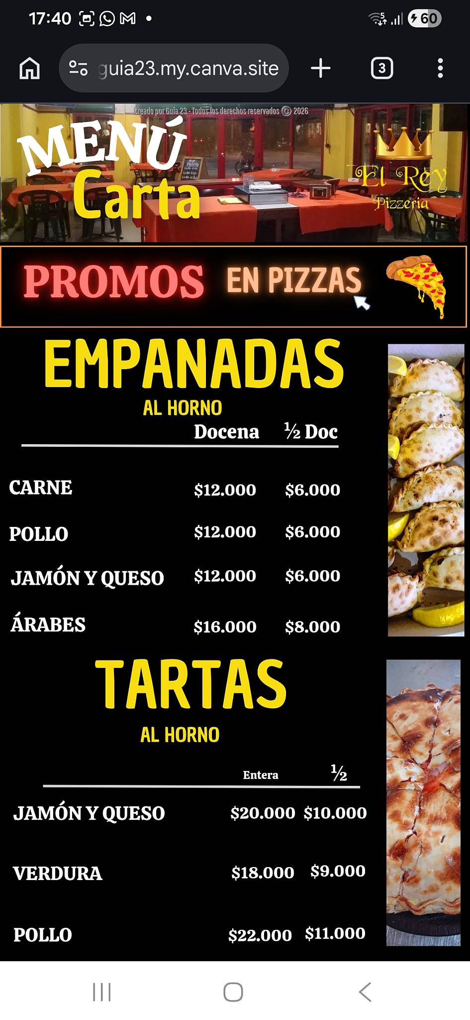 Pizzeria El Rey меню