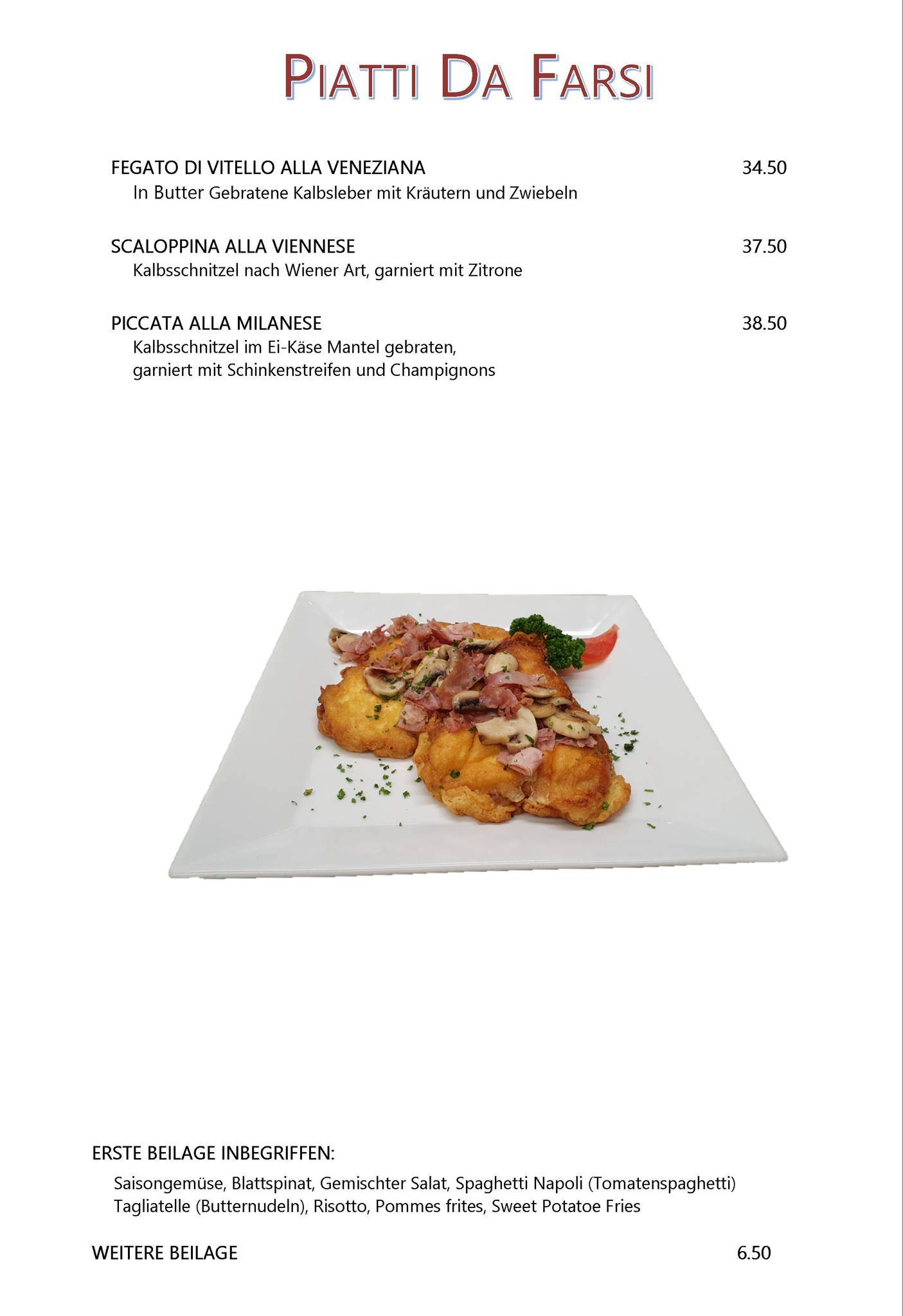 Restaurant Sonne Rüti ZH меню
