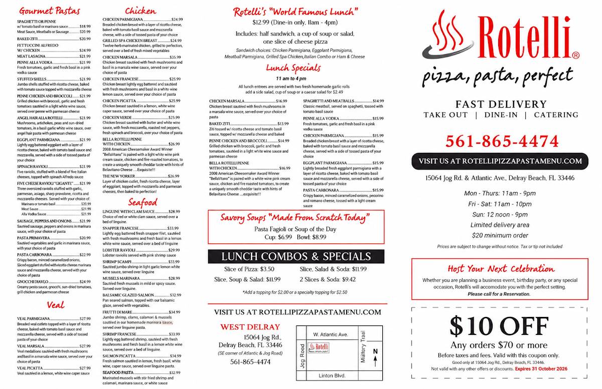 Rotelli Pizza & Pasta меню