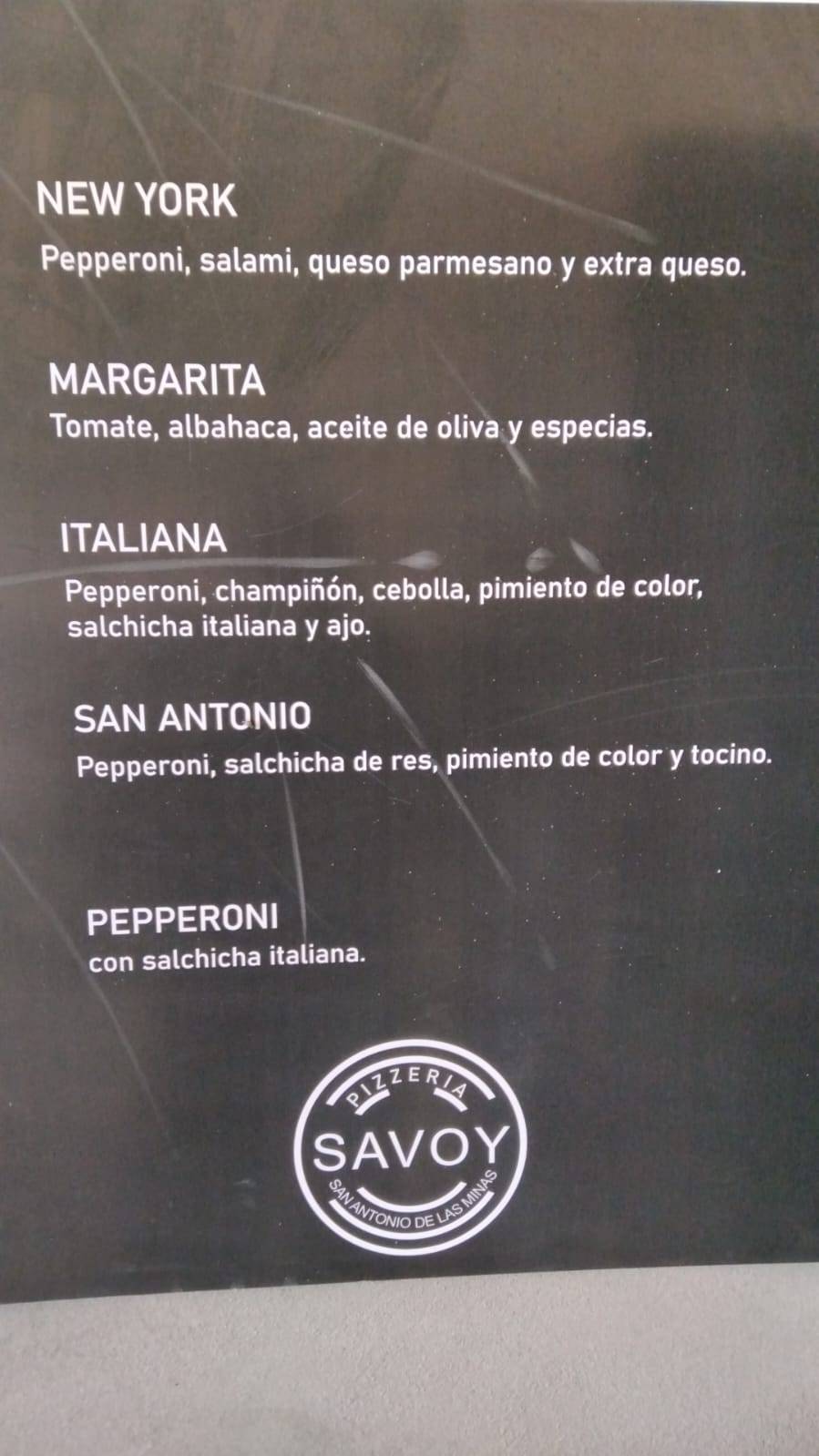 Pizzeria Savoy меню