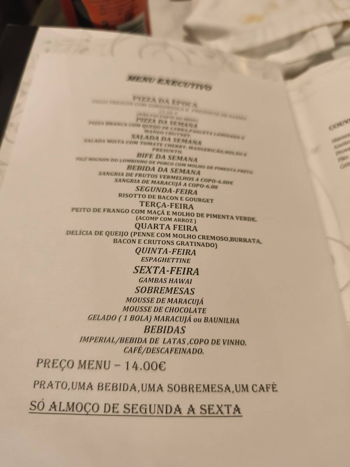 Pizzeria Sublime меню