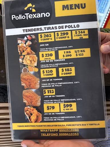 Pollo Texano меню