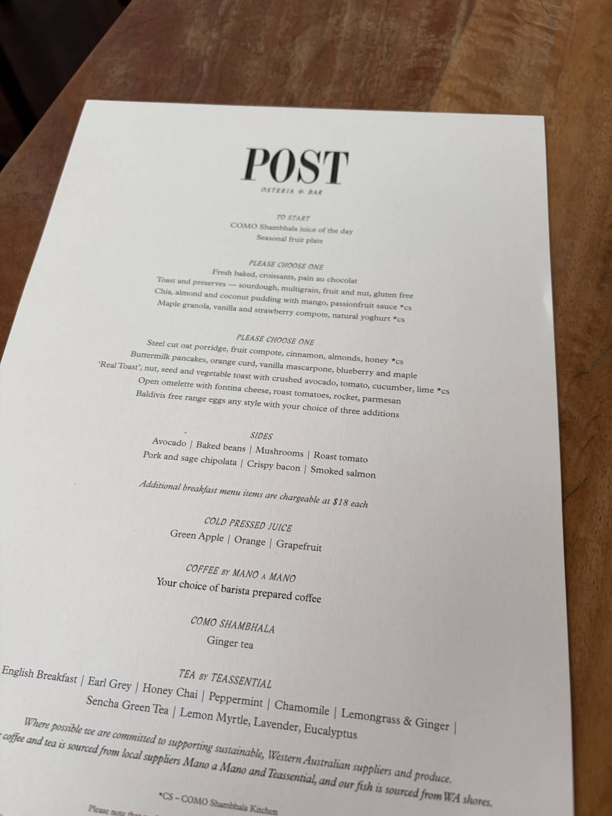 Post меню