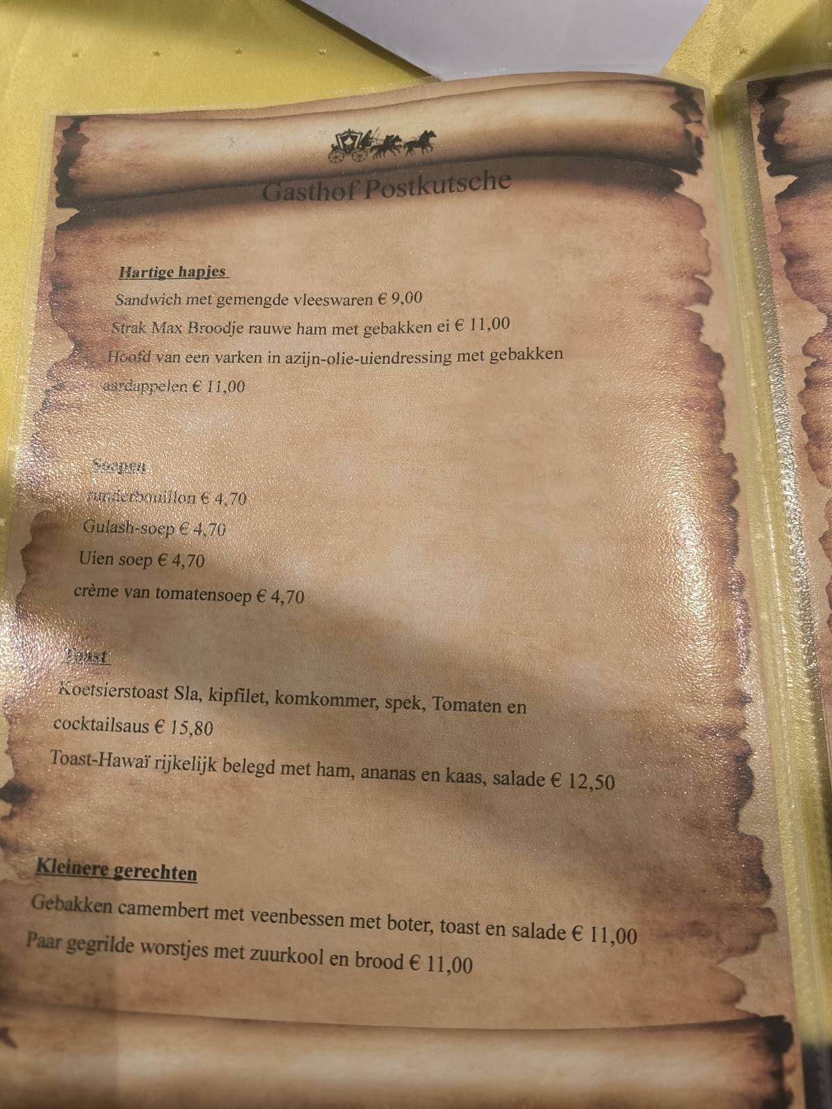 Postkutsche меню