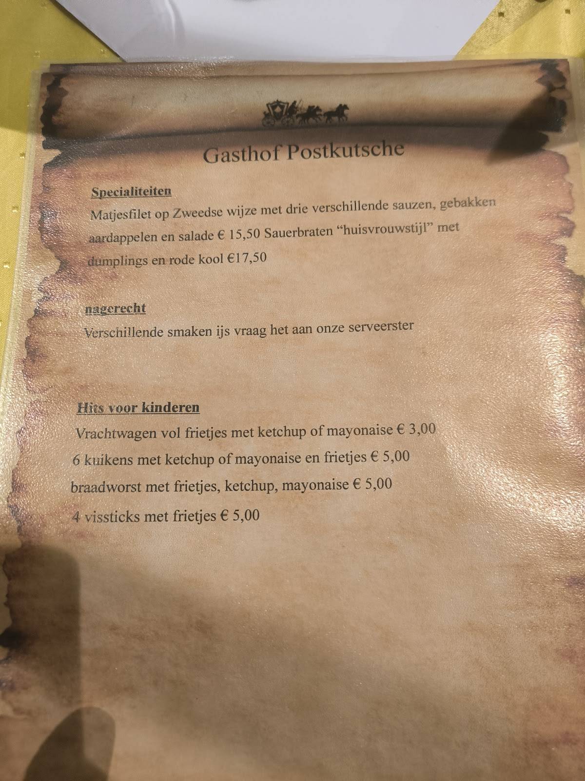 Postkutsche меню