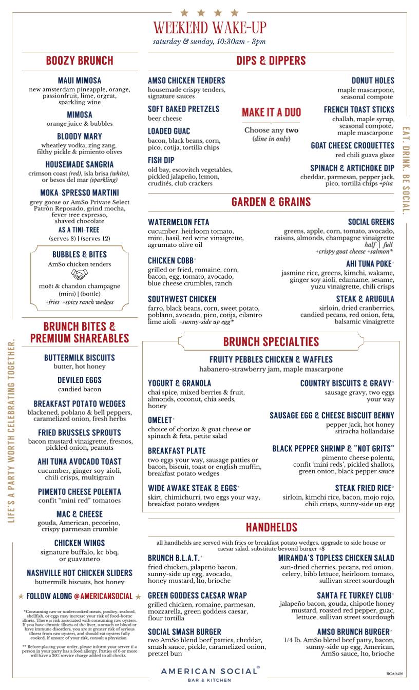 American Social - Bar & Kitchen - Boca Raton меню