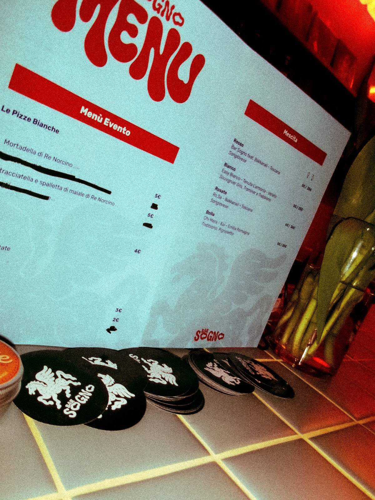 Bar Sogno меню