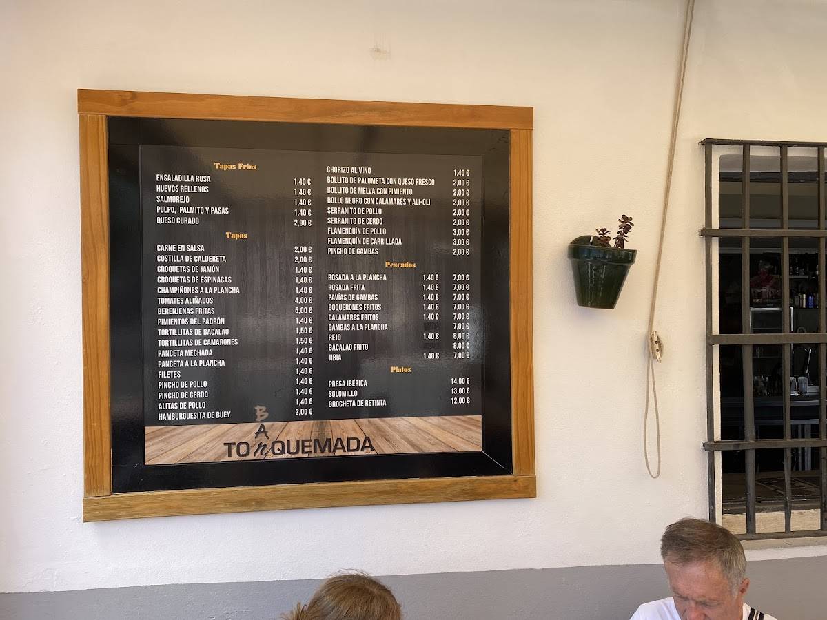Bar Torquemada меню