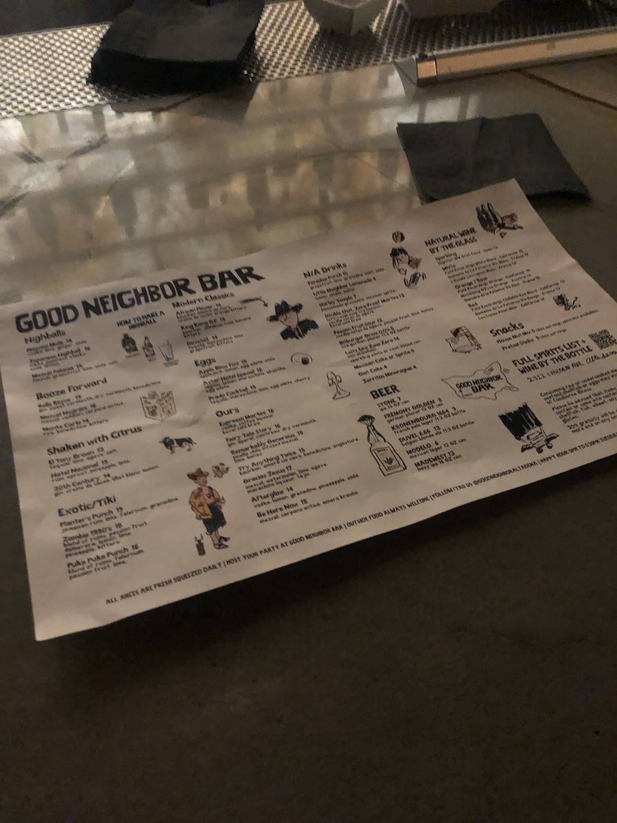 Good Neighbor Bar меню