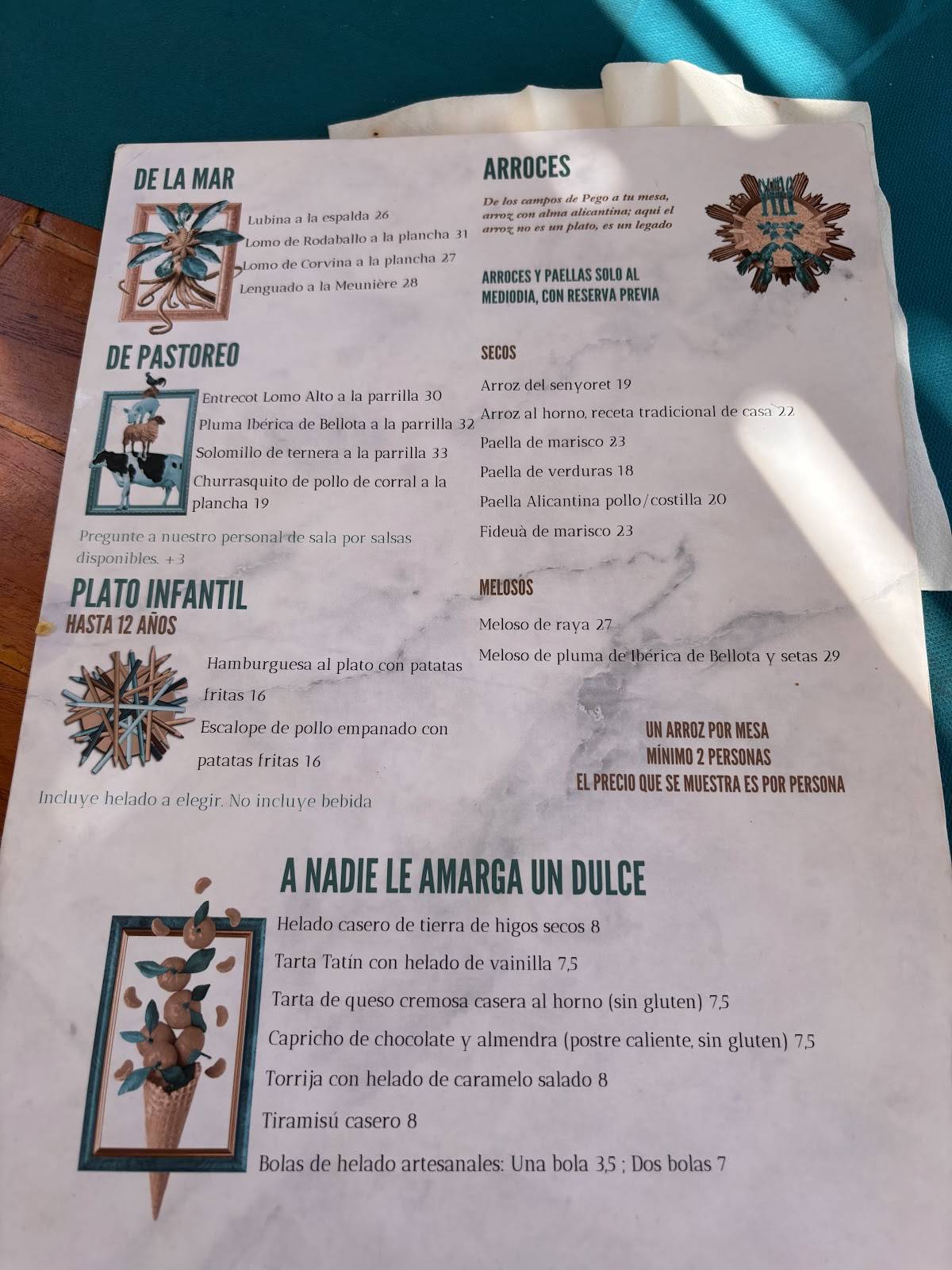 Hydra Calpe меню