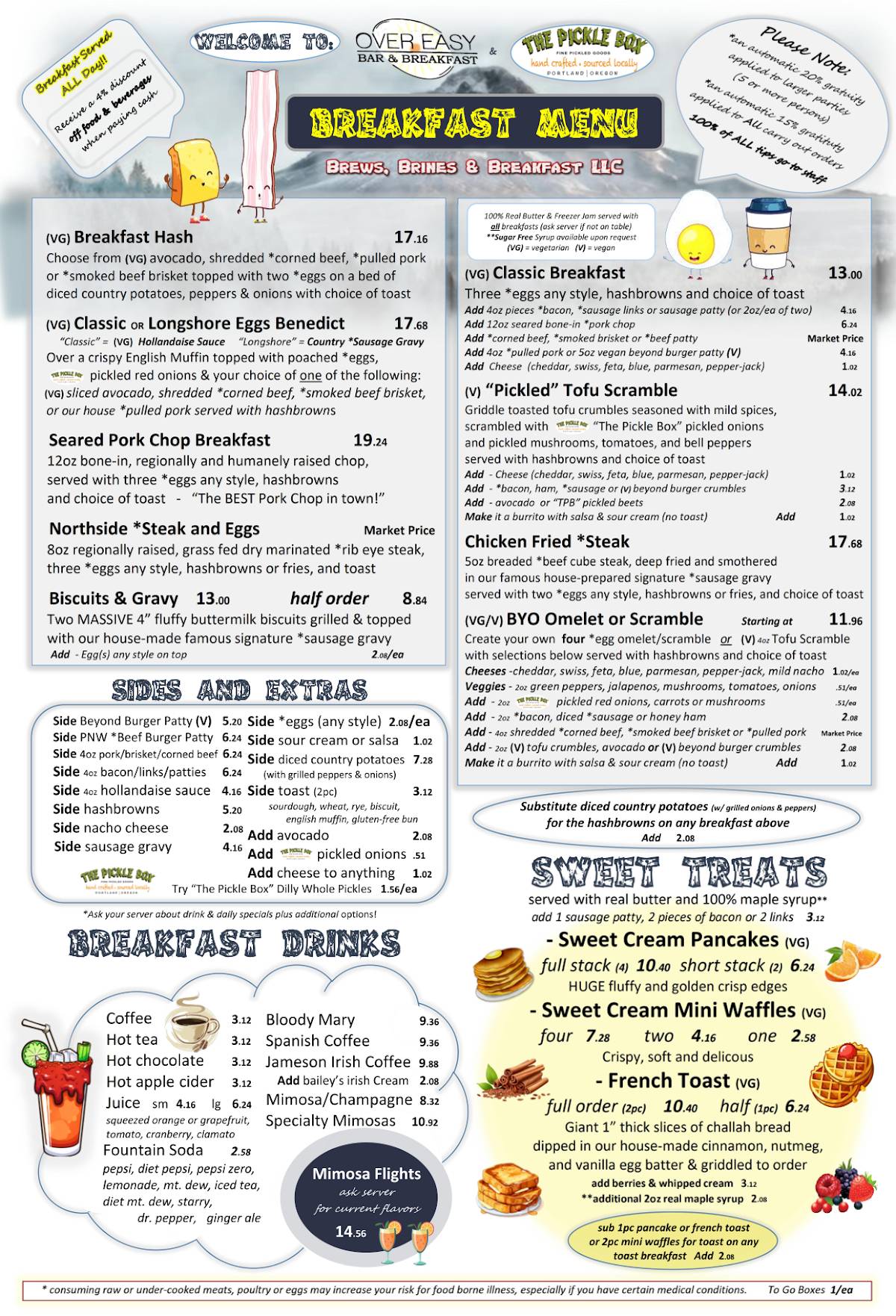 Over Easy Bar and Breakfast меню