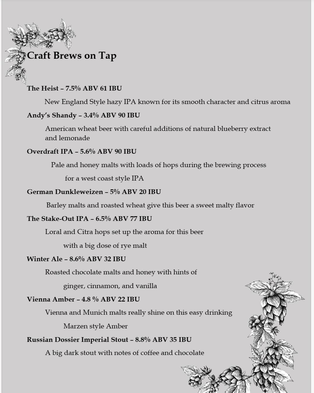 The Brew Bank Brewing Company меню