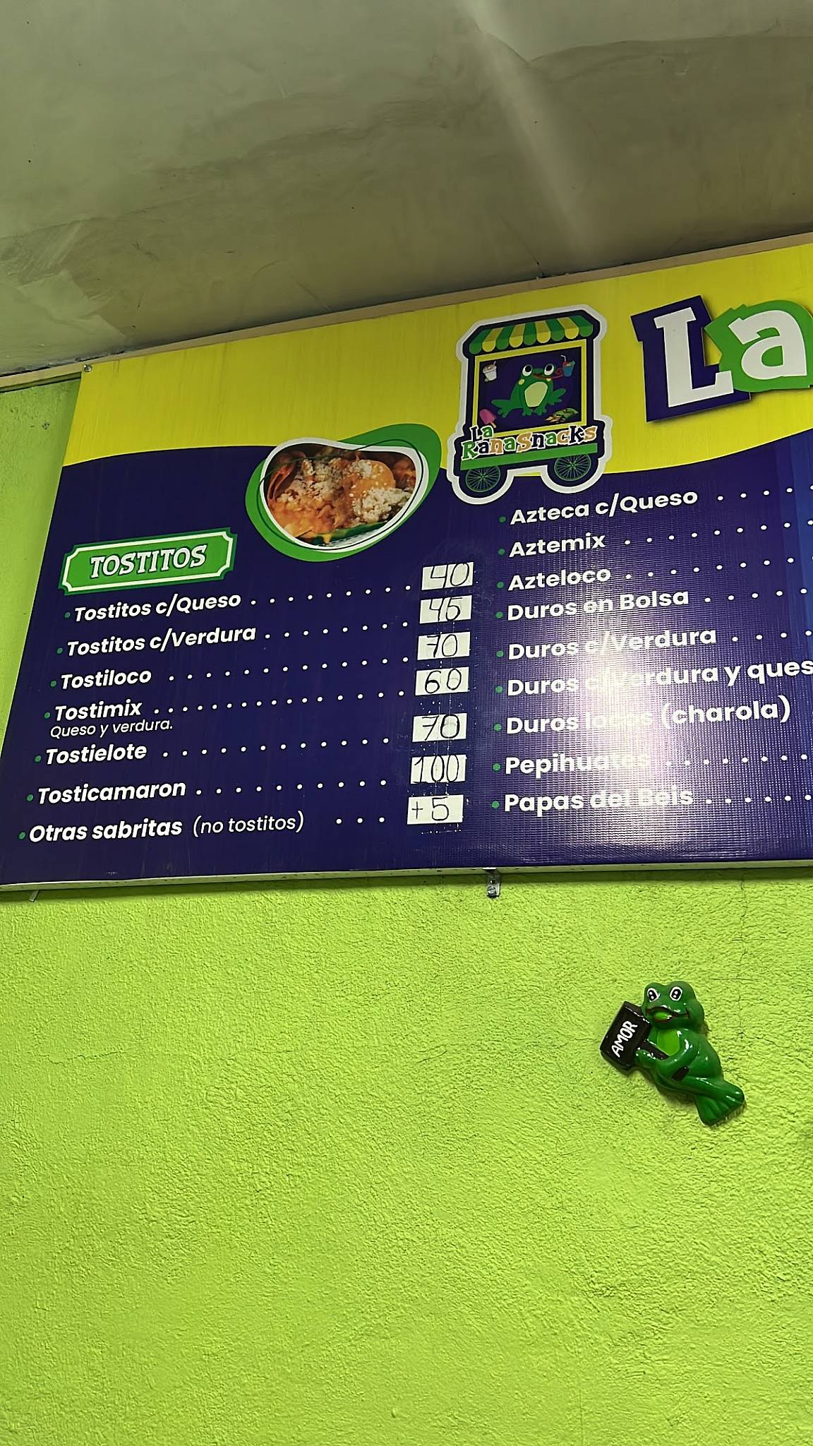 REFRESQUERÍA "La Rana Snacks" меню