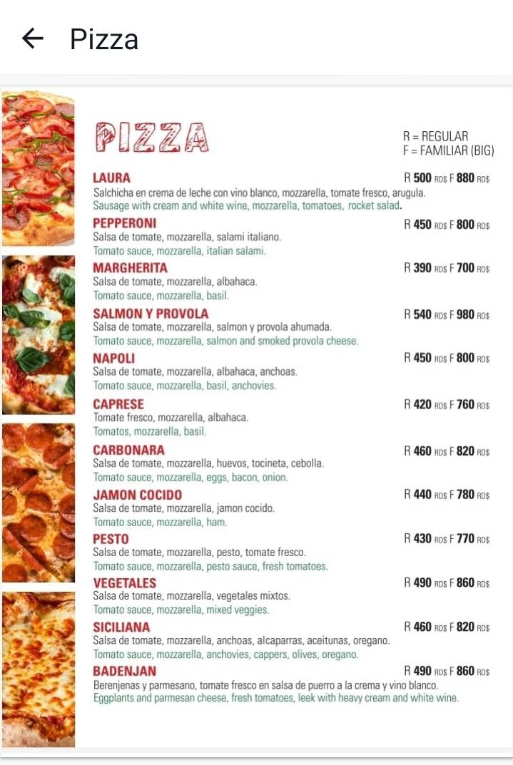 RaRo Pasta y Pizza меню