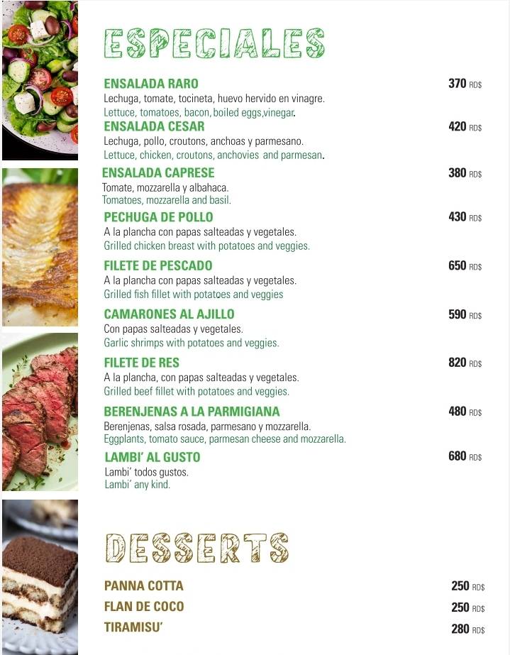 RaRo Pasta y Pizza меню