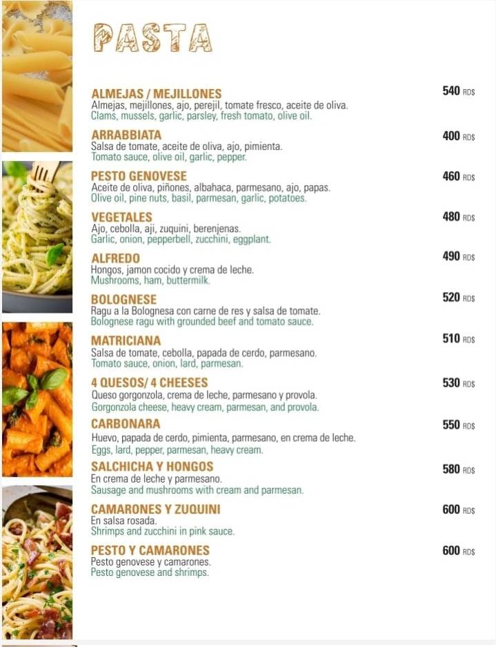 RaRo Pasta y Pizza меню