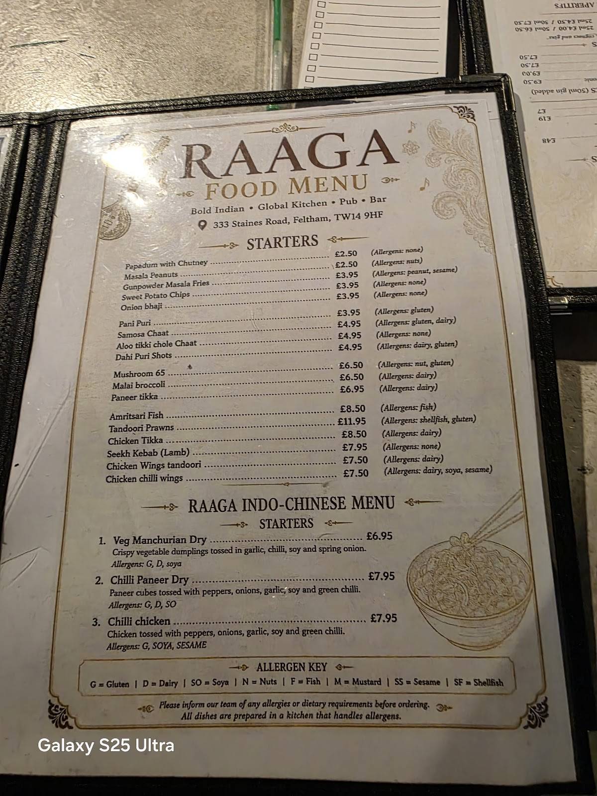 Raaga меню